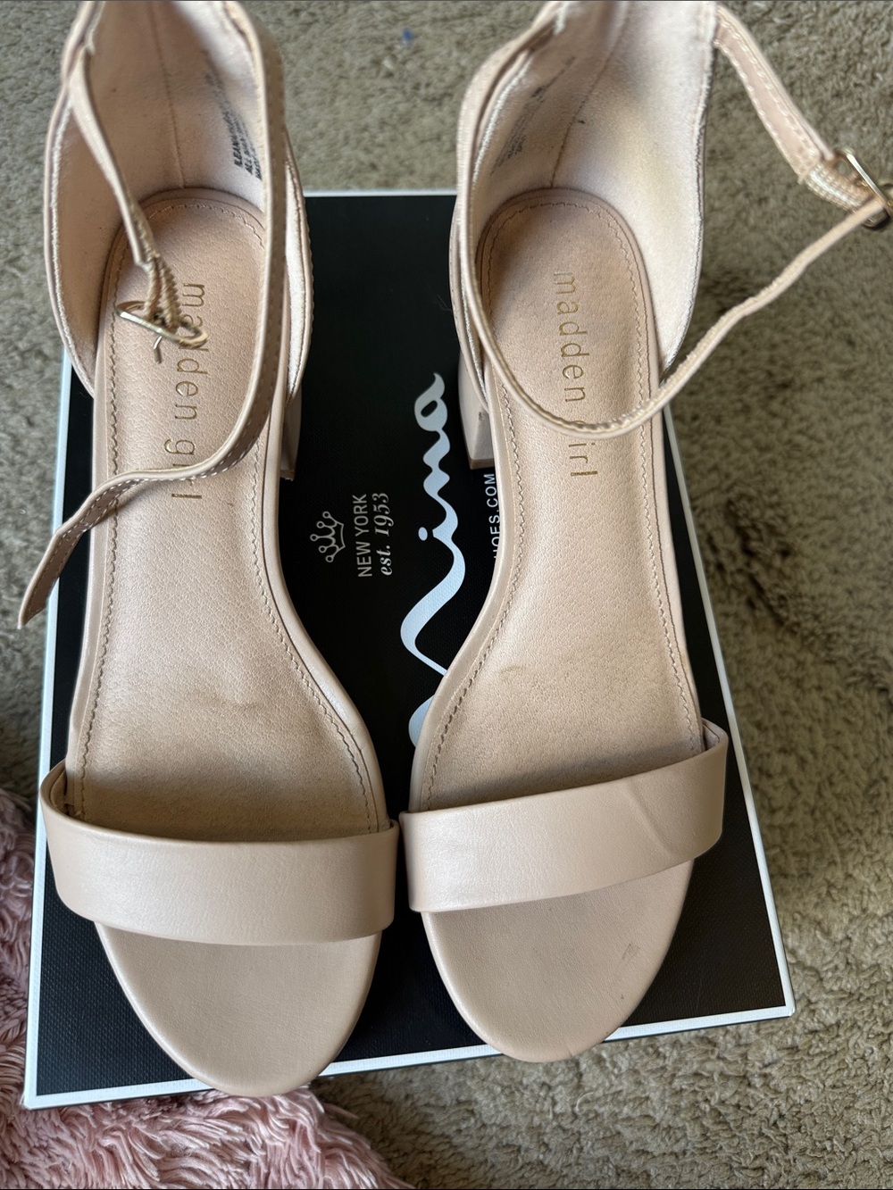 Madden Girl Blush Tan Block Heel Ankle-Strap Sandals - Picture 3 of 4